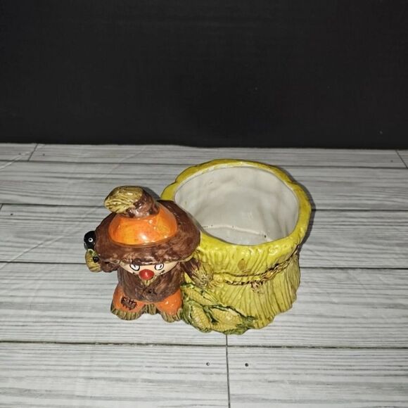 Scarecrow Halloween Planter E-6573 Vintage Hand Painted Planter Pen Candy Holder - Picture 1 of 12